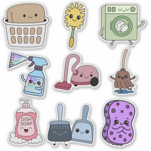🧼 Little Helpers: Housecleaning Sticker Set (Voorkant)