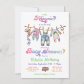 Little Hippie Tye Kleurstof Clothesline Baby showe Kaart (Voorkant)