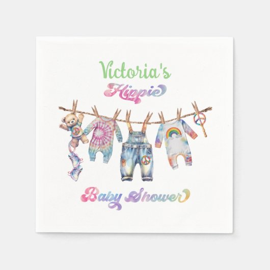 Little Hippie Tye Kleurstof Clothesline Baby showe Servet (Voorkant)