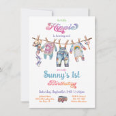 Little Hippie Tye kleurstof waslijn 1e verjaardag Kaart (Voorkant)