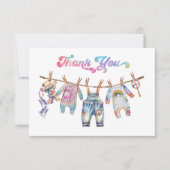 Little Hippie Type Dye waslijn Bedankt Opmerking Kaart (Voorkant)