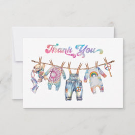 Little Hippie Type Dye waslijn Bedankt Opmerking Kaart