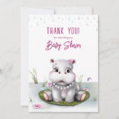 Little Hippo Meisje Baby shower Dank u Bedankkaart (Voorkant)