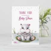 Little Hippo Meisje Baby shower Dank u Bedankkaart (Staand voorkant)