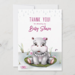Little Hippo Meisje Baby shower Dank u Bedankkaart