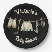 Little Hockey Player Baby shower Clothesline Puck Papieren Bordje (Voorkant)