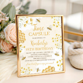 Little Honey 1st Birthday Capsule Sign Reclamebord Met Voetstuk