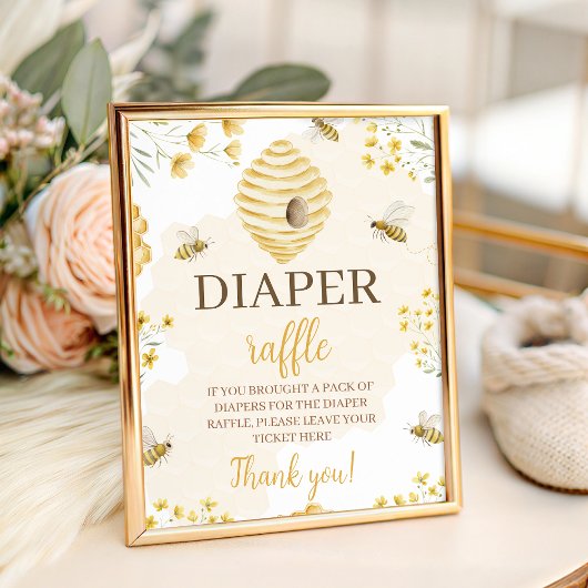 Little Honey 8x10 Diaper Raffle Table Sign Reclamebord Met Voetstuk