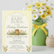 Little Honey Baby Shower Uitnodiging Bee Wildflowe