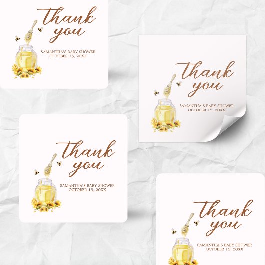 Little Honey-Baby shower Vierkante Sticker