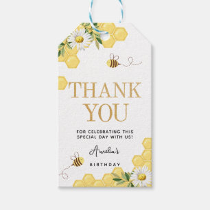 Little Honey Bee 1e Bee-Day Verjaardag Dank u Cadeaulabel