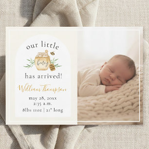 Little Honey Bee Baby Geboorteaankondiging Foto Bedankkaart