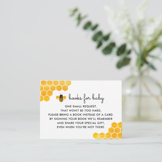Little Honey Bee Baby shower Book Request Informatiekaartje (Staand voorkant)