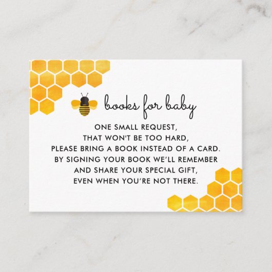 Little Honey Bee Baby shower Book Request Informatiekaartje (Voorkant)