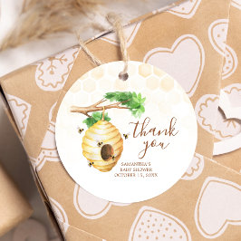 Little Honey Bee Baby shower Round Bedankjes Labels