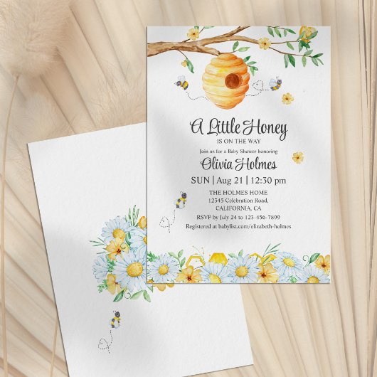 "Little Honey Bee" Baby shower Uitnodiging