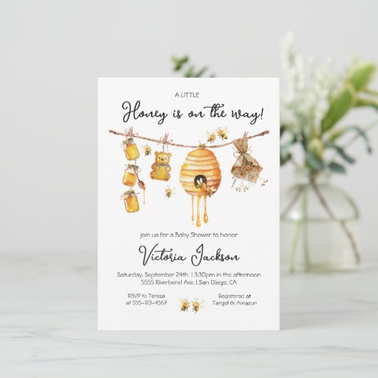 Little Honey Bee Baby shower waslijn Kaart (Staand voorkant)