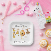 Little Honey Bee Baby shower waslijn Papieren Bordje (Feest)