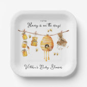 Little Honey Bee Baby shower waslijn Papieren Bordje (Voorkant)