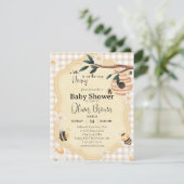 Little honey Bee Baby shower Waterverf Kaart (Staand voorkant)