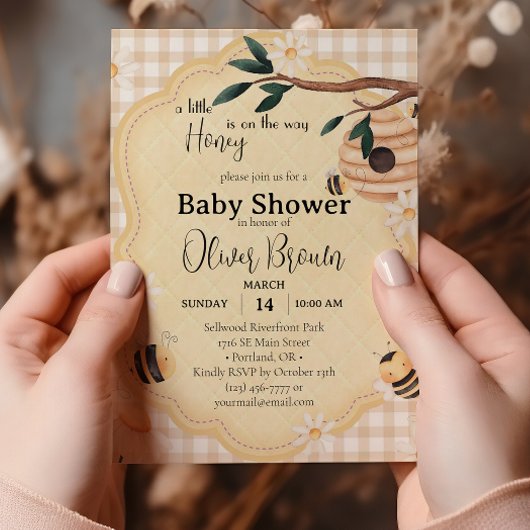 Little honey Bee Baby shower Waterverf Kaart