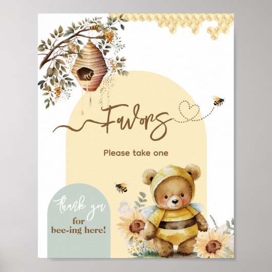 Little honey Bee Beer Baby shower Favors Poster (Voorkant)