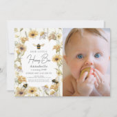 Little Honey Bee Chamomile 1e verjaardag Foto Kaart (Voorkant)