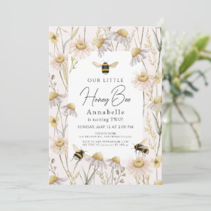 Little Honey Bee Chamomile Boho Pink Birthday Kaart