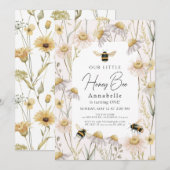 Little Honey Bee Chamomile Pink 1e verjaardag Kaart (Voorkant / Achterkant)