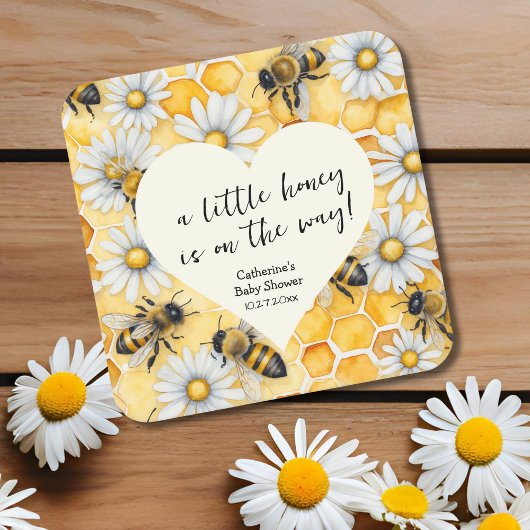 Little Honey Bee Comb Daisy Spring Baby shower Kartonnen Onderzetters