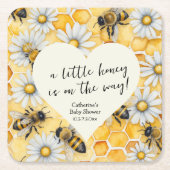 Little Honey Bee Comb Daisy Spring Baby shower Kartonnen Onderzetters (Voorkant)