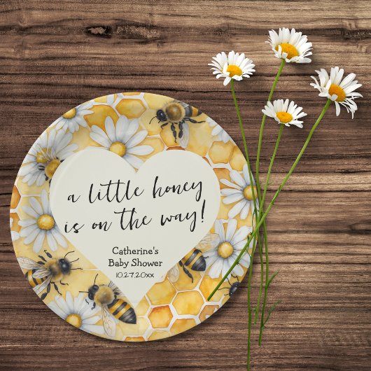 Little Honey Bee Comb Daisy Spring Baby shower Papieren Bordje