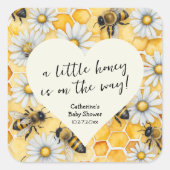 Little Honey Bee Comb Daisy Spring Baby shower Vierkante Sticker (Voorkant)