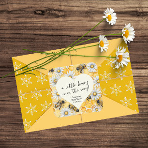 Little Honey Bee Comb Daisy Spring Baby shower Vierkante Sticker