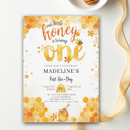 Little Honey Bee Day Cute Watercolor 1st Birthday Kaart
