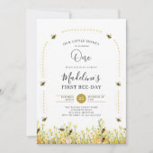 Little Honey Bee Day Wildflowers Arch 1st Birthday Kaart (Voorkant)