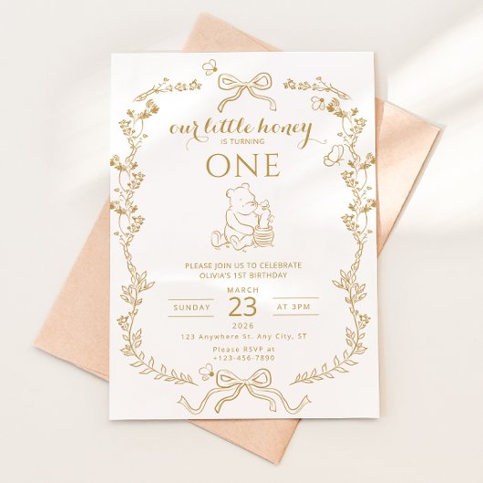 Little Honey Bee First Birthday Invitation Kaart
