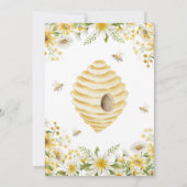 Little Honey Bee Floral First Birthday Invite Kaart (Achterkant)