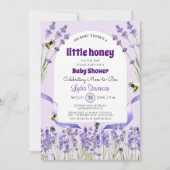 Little Honey Bee Lavender Baby shower Invitation Kaart (Voorkant)
