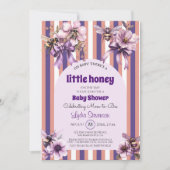 Little Honey Bee Paarse Baby shower Kaart (Voorkant)