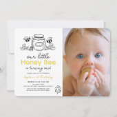Little Honey Bee Photo Hand-drawn 1st Birthday Kaart (Voorkant)