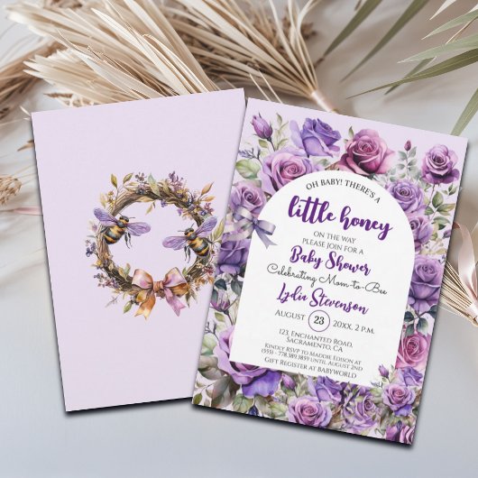 Little Honey Bee Rozen Baby shower Uitnodiging