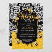 Little Honey - Bee Theme Baby shower Invitation Kaart (Voorkant / Achterkant)