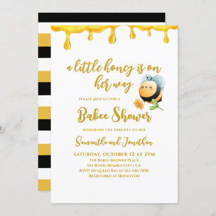 Little Honey Bee Theme Simple Girl Baby shower Kaart