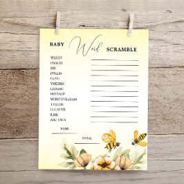 Little Honey Bee Word Scramble Baby shower spel