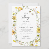 Little Honey Bee Yellow Floral Baby shower Kaart (Voorkant)