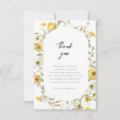 Little Honey Bee Yellow Wildflowers Baby shower Bedankkaart (Voorkant)