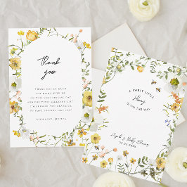 Little Honey Bee Yellow Wildflowers Baby shower Bedankkaart