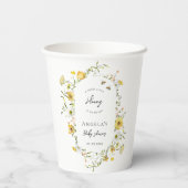 Little Honey Bee Yellow Wildflowers Baby shower Papieren Bekers (Achterkant)