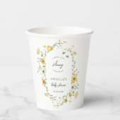 Little Honey Bee Yellow Wildflowers Baby shower Papieren Bekers (Voorkant)